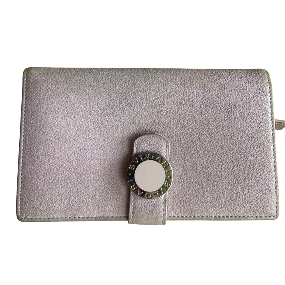 Bvlgari Pebbled Leather Wallet Vintage Classic Luxury OS Pink Designer y2k 2000s